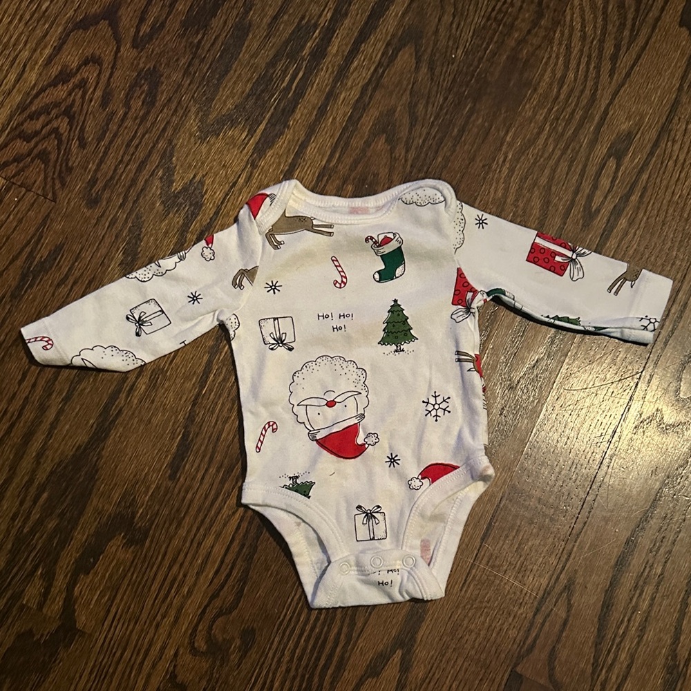 Festive Holiday Baby Onesie - White and Red